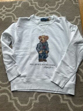 Ralph Lauren White Polo Bear Crewneck Sweatshirt